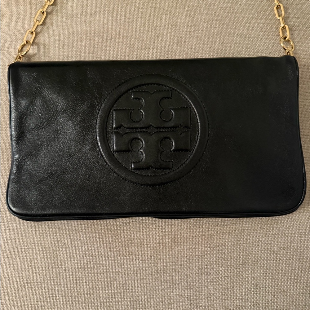 Tory Burch Black and Gold Reva Clutch - Picture 2 of 8